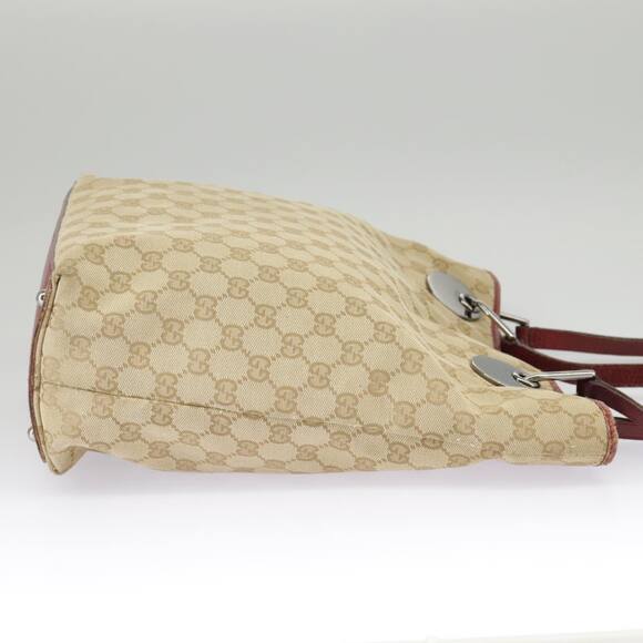 GUCCI GG Canvas Tote Bag Beige Silver Red - Picture 5 of 16